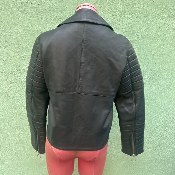 The Arrivals Rainier Zero Jacket Leather Moto Motorcycle Gray Cropped Casual M - Picture 3 of 12